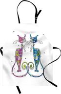 🌸 floral friends cat apron by lunarable - vibrant colors kitchen bib for cooking & gardening, adult size with adjustable neck - lime green unisex логотип