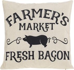 img 2 attached to 🐮 Farm Animal Farmhouse Throw Pillow Covers - Retro Fresh Farmer's Market Truck with Rustic Country Quotes Decorative Cushion Cases for Sofa Couch - Set of 4, 18x18