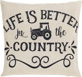 img 1 attached to 🐮 Farm Animal Farmhouse Throw Pillow Covers - Retro Fresh Farmer's Market Truck with Rustic Country Quotes Decorative Cushion Cases for Sofa Couch - Set of 4, 18x18