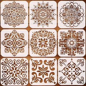 img 4 attached to 🎨 UrbanXElites 12x12 Inch Wall Stencils for Painting - Mandala, Tile, Furniture & Floor Stencils + Bonus Spray Paint Stencils