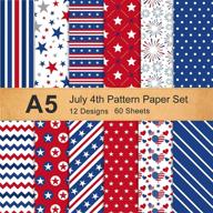 🎆 whaline 12 designs a5 size patriotic stars stripes fireworks craft paper set – 60 sheets, red blue white, double-sided origami paper for independence day card making and scrapbooking logo