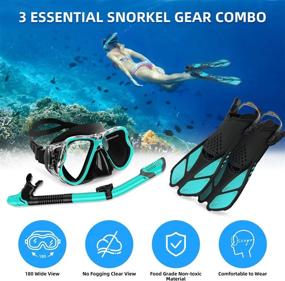 img 3 attached to Complete Zenoplige Snorkel Set for Adults: Mask Fins Snorkel with 180 Panoramic View, Anti-Fog, Anti-Leak, and Dry Top Snorkel - Ideal for Snorkeling, Swimming, and Scuba Diving Training, with Gear Bag Included