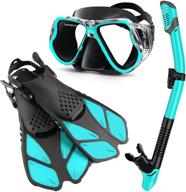 complete zenoplige snorkel set for adults: mask fins snorkel with 180 panoramic view, anti-fog, anti-leak, and dry top snorkel - ideal for snorkeling, swimming, and scuba diving training, with gear bag included logo