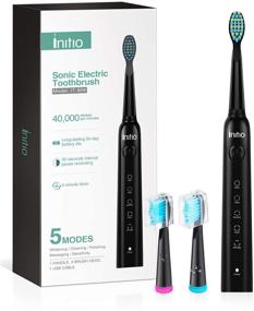 img 4 attached to Initio Electric Toothbrush: Advanced Features, Smart Timer, 5 Modes, Whitening Power, 3 Brush Heads, for Adults and Kids (Black)