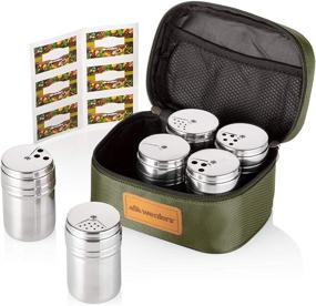 img 3 attached to 🧺 Convenient Portable Stainless Steel Spice Shaker Set - 6 Pcs with Rotating Lids and Travel Bag for Camping, Hiking, BBQ"