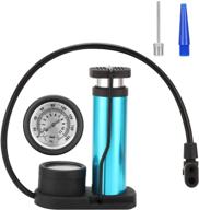 upgraded emoly bike pump: portable mini foot bicycle pump with pressure gauge, universal presta and schrader valve compatibility, tire inflation device (blue) logo