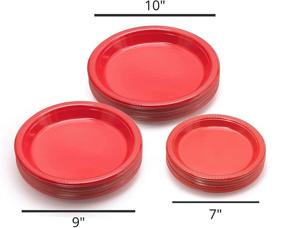 img 1 attached to 🍽️ Premium Red Plastic Dessert/Salad Plates - Elegant Disposable Plates - 10 Inch - 50 Count