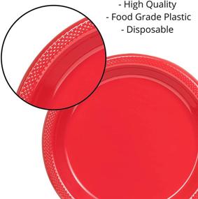 img 2 attached to 🍽️ Premium Red Plastic Dessert/Salad Plates - Elegant Disposable Plates - 10 Inch - 50 Count