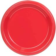 🍽️ premium red plastic dessert/salad plates - elegant disposable plates - 10 inch - 50 count logo