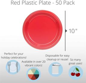 img 3 attached to 🍽️ Premium Red Plastic Dessert/Salad Plates - Elegant Disposable Plates - 10 Inch - 50 Count