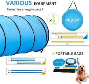 img 2 attached to 🐶 DEStar Dog Agility Training Kit: Ultimate Pet Obstacle Course with Tunnel, Adjustable Hurdles, Poles, and Carry Bag