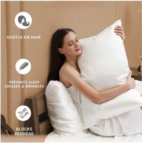 img 1 attached to 🌸 ZIMASILK 100% Luxurious 25 Momme Mulberry Silk Pillowcase: Enhance Hair and Skin Health, with Hidden Zipper and Embroidered Logo - Ivory, Queen 20''x30''