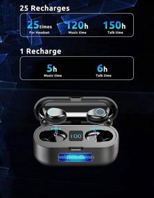 img 1 attached to 🎧 Беспроводные наушники Bluetooth V5.0 для Apple iPhone 12/12 Pro/12 Pro Max/12 Mini с дисплеем LED, микрофоном и 8D-басом, модель F9 TWS и стандартом защиты IPX7 от воды и пота - Volt Plus Tech с аккумулятором на 2000 мАч