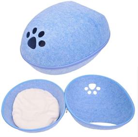 img 2 attached to 🐱 SHAOSI Pet Cat Bed Cave Sleeping House Nest Kennel Felt Cloth Zipper Pet Cat Basket Egg Shape Pet Bed Mat Cushion for Cats Small Dogs - Cozy and Comfortable Sleeping Haven for your Furry Friends