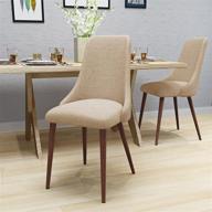 🪑 raphelle mid century wheat fabric dining chairs: elegant set of 2 with dark walnut wood finish логотип