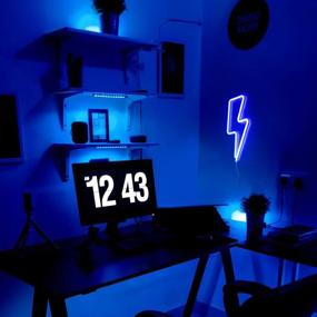 img 2 attached to ⚡ Vibrant Blue Lightning Bolt Neon Sign: Batteries and USB Powered, Perfect for Christmas Decor and Wall Décor