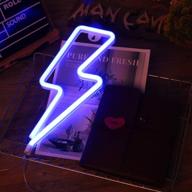 ⚡ vibrant blue lightning bolt neon sign: batteries and usb powered, perfect for christmas decor and wall décor логотип