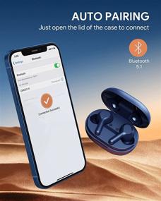 img 2 attached to 🎧 QHQO Mini Waterproof Wireless Earbuds - Reduction Touch Control Bluetooth Headphones with Deep Bass Sound for Sports (Blue)