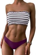 zaful striped smocked bandeau swimsuit - women's swimwear & cover ups logo