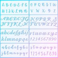 🖌️ versatile 8-piece calligraphy letter number stencil set for cake decoration and artistic projects - reusable templates with metal open ring - ideal for airbrushing, craft painting and more! (11.8 x 5.9 inch) logo