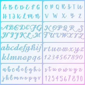 img 4 attached to 🖌️ Versatile 8-Piece Calligraphy Letter Number Stencil Set for Cake Decoration and Artistic Projects - Reusable Templates with Metal Open Ring - Ideal for Airbrushing, Craft Painting and More! (11.8 x 5.9 Inch)