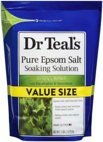 img 3 attached to 🛀 Раствор для принятия ванны Dr Teal's Pure Epsom Salt, расслабление и облегчение с эвкалиптом и мятой, 7 фунтов - соль для ванн с эфирными маслами - большой объем: расслабьтесь и оживите с успокаивающим раствором для ванны с эвкалиптом и мятой.