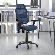 🪑 enhance your office comfort with the flash furniture ergonomic mesh office chair: blue, 2-to-1 synchro-tilt, adjustable headrest, lumbar support, and pivot arms логотип