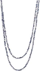 img 1 attached to 💎 Stylish Richera Square Marble Glass Beads Necklace: Multi-Colored Metal Rings & Two Strand Long Chain for Women and Girls Jewelry