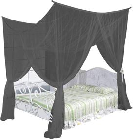 img 4 attached to 🛏️ Enhance Your Bedroom with the Just Relax Four Corner Post Decorative Elegant Bed Net Canopy Set in Black