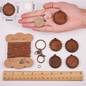 img 2 attached to 🌞 SUNNYCLUE 10pcs Wood Cabochon Pendant Trays Settings 25mm with 10pcs Clear Glass Cabochons and Keychain for DIY Jewelry Necklace Making - Complete Kit with Instructions