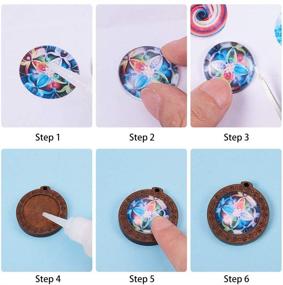 img 1 attached to 🌞 SUNNYCLUE 10pcs Wood Cabochon Pendant Trays Settings 25mm with 10pcs Clear Glass Cabochons and Keychain for DIY Jewelry Necklace Making - Complete Kit with Instructions