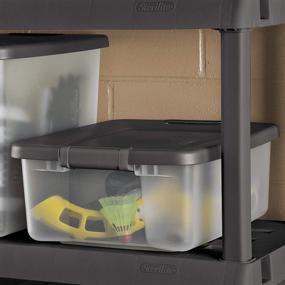 img 4 attached to 📦 Sterilite 19363V06 Shelf Tote: 25 Quart Clear Base with Gray Lid, 6-Pack - Efficient Storage Solution