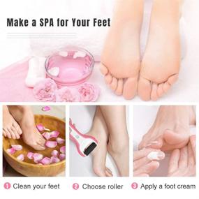 img 1 attached to 👣 Electric Pink Foot Scrubber Pedicure Foot File Callus Remover for Feet Heels and Dead Skin with 3 Roller Heads - Hard Skin Remover