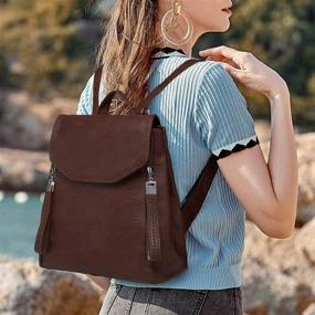 img 3 attached to Kasqo Elegant Leather Rucksack: A Stylish Choice for Women's Handbags, Wallets, and Satchels