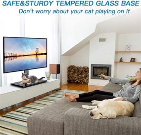 img 2 attached to 📺 Adjustable Swivel TV Stand Mount for 37-70 Inch LCD OLED Flat/Curved Screen TVs - Height Adjustable Tabletop TV Stand/Base with Tempered Glass Base & Wire Management - VESA 600x400mm, Supports up to 99lbs - PSTVS21
