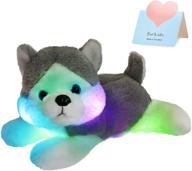 🐶 housebaby led plush husky: the perfect glowing stuffed dog and night light toy for kids, gray, 13'' logo