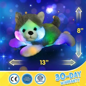 img 3 attached to 🐶 Housebaby LED Plush Husky: The Perfect Glowing Stuffed Dog and Night Light Toy for Kids, Gray, 13''