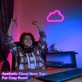 img 1 attached to 🌤️ Cloud Neon Signs - LED Neon Light Sign for Bedroom Wall Decor - USB/Battery Operated Cloud Neon Lights - Christmas Indoor Decorations - Neon Decor LED Lights - Valentines Gifts for Kid’s Home Room Party