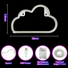 img 2 attached to 🌤️ Cloud Neon Signs - LED Neon Light Sign for Bedroom Wall Decor - USB/Battery Operated Cloud Neon Lights - Christmas Indoor Decorations - Neon Decor LED Lights - Valentines Gifts for Kid’s Home Room Party