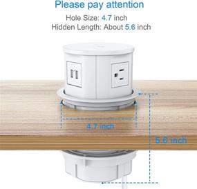 img 3 attached to Convenient Pop Up Power Strip 🔌 with Wireless Charger & Retractable Feature in White