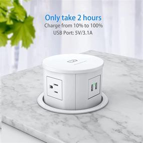 img 1 attached to Convenient Pop Up Power Strip 🔌 with Wireless Charger & Retractable Feature in White