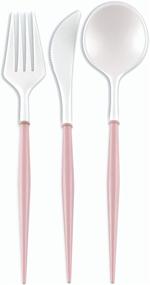 img 3 attached to 🍽️ Sophistiplate Bella Flatware Cutlery Set for 12 - Forks, Spoons, and Knives Silverware - Reusable Dinnerware Sets - Top Rack Dishwasher Safe - White Flatware with Blush Handles - 36 Count