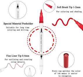 img 2 attached to 🎨 60-цветные маркеры со щетинистым наконечником для взрослого раскрашивания, рисования и каллиграфии - двухсторонние маркеры для тонких деталей и насыщенных работ