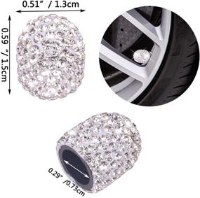 img 2 attached to 💎 DBlosp Valve Stem Caps - 4 Pack Universal Car Tire Valve Caps Chrome, Handmade Crystal Rhinestone Bling Car Accessories - White, Dustproof and Attractive
