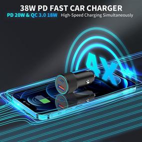 img 3 attached to [Apple MFi Certified] Fast USB Car Charger with Dual Port PD & QC 3.0 - 38W USB C Car Charger, Mini Metal Car Adapter, Includes 2Pack 3FT Lightning Cable - Compatible with iPhone 13/12/11/XS/XR/X/8/iPad/Airpods