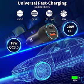 img 1 attached to [Apple MFi Certified] Fast USB Car Charger with Dual Port PD & QC 3.0 - 38W USB C Car Charger, Mini Metal Car Adapter, Includes 2Pack 3FT Lightning Cable - Compatible with iPhone 13/12/11/XS/XR/X/8/iPad/Airpods