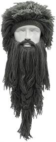 img 2 attached to 🧔 Barbarian Knit Beard Hat Wig Beanie Hat - Funny Knit Hat Beard Facemask, Creative & Original Design