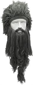 img 1 attached to 🧔 Barbarian Knit Beard Hat Wig Beanie Hat - Funny Knit Hat Beard Facemask, Creative & Original Design