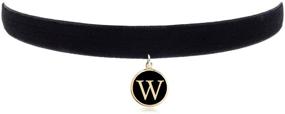 img 4 attached to 💎 Chic Black Velvet Choker with Letter Pendant Necklace - Cozlife Collars for Women and Girls
