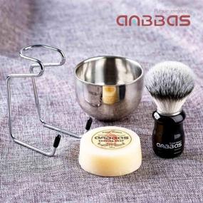 img 3 attached to 🪒 Anbbas 4in1 Vegan Style Synthetic Badger Hair Shaving Brush Set: Ultimate Men's Close Shave Kit with Stainless Steel Stand, Milk Shaving Soap, and Bowl